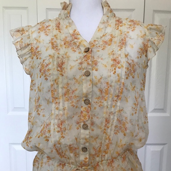 edge Tops - Anthropologie edge yellow floral blouse medium